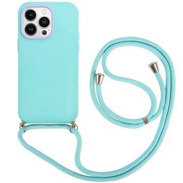 iPhone 14 Pro Max 360 Hybride Hoesje met Lanyard - Mintgroen