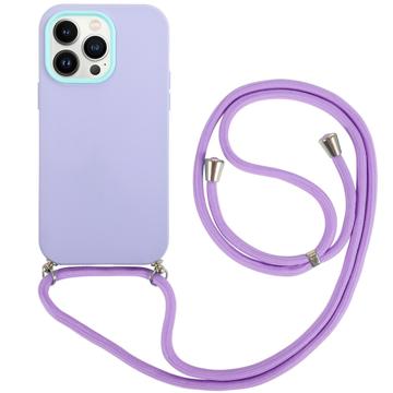 iPhone 14 Pro Max 360 Hybride Hoesje met Lanyard - Paars