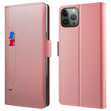 Make-up Spiegel iPhone 14 Pro Max Flip Hoesje - Rose Gold