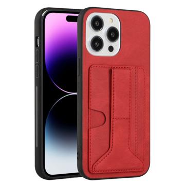 YB iPhone 14 Pro Max Gecoate Case met Standaard en Kaarthouder - Rood