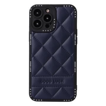 Good Luck Rhombic Grid iPhone 14 Pro Hybrid Case - Blauw