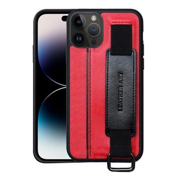 Tweekleurige iPhone 14 Pro Gecoat Hoesje met Draagriem und Kartenhalter - Rood