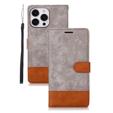 Two-Tone iPhone 14 Pro Portemonnee Hoesje - Grijs