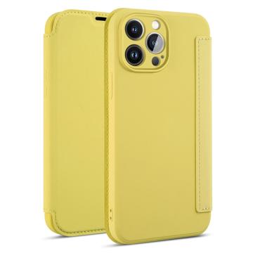 Slanke Stijl iPhone 14 Pro Flip Case - Geel