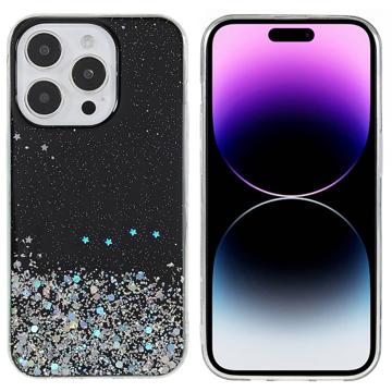 Starry Sky Sparkle iPhone 14 Pro TPU Hoesje - Zwart