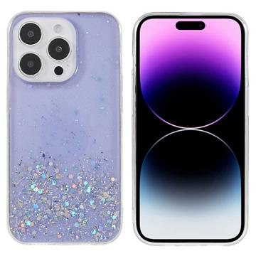 Starry Sky Sparkle iPhone 14 Pro TPU Hoesje - Paars