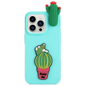 3D Cartoon iPhone 14 Pro TPU Hoesje - Cactus