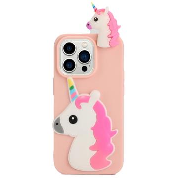 3D Cartoon iPhone 14 Pro TPU Hoesje - Eenhoorn