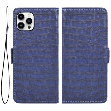 Crocodile iPhone 14 Pro Wallet Hoesje- Blauw