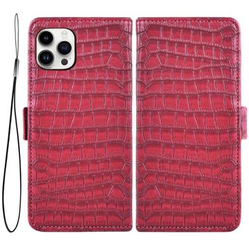 Crocodile iPhone 14 Pro Wallet Hoesje- Rood