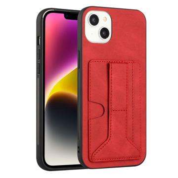 YB iPhone 14 Gecoate Case met Standaard en Kaarthouder - Rood