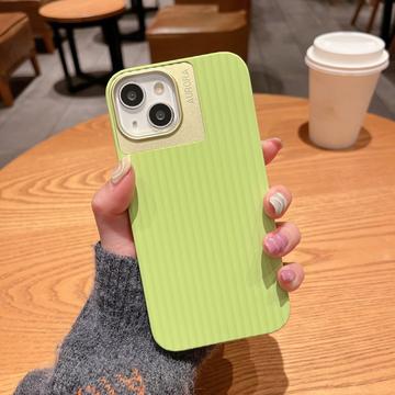 iPhone 15 Plus hoesje Stripes Design Silicone Cover met lensbeschermer - Matcha Green