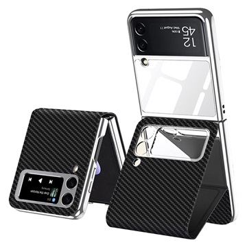 GKK Electroplated Samsung Galaxy Z Flip3 5G Hybrid Case - Koolstofvezel