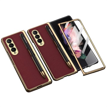 GKK Electroplated Samsung Galaxy Z Fold3 5G Hybrid Case - Wijnrood