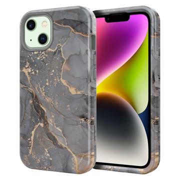 Stylish Gradient iPhone 14 Plus Hybrid Case - Marmer - Donkergrijs