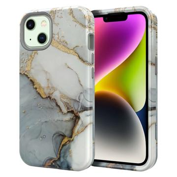 Stylish Gradient iPhone 14 Plus Hybrid Case - Marmer - Grijs