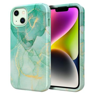 Stylish Gradient iPhone 14 Plus Hybrid Case - Marmer - Groen