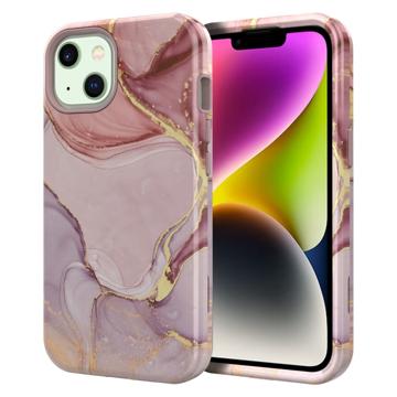 Stylish Gradient iPhone 14 Plus Hybrid Case - Marmer - Rose Gold