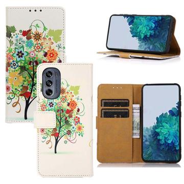 Glam Series Motorola Moto G62 5G Portemonnee Hoesje - Bloeiende boom / Kleurrijke boom