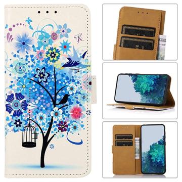 Glam Series Nokia G60 Portemonnee Hoesje - Bloeiende boom / Blauw