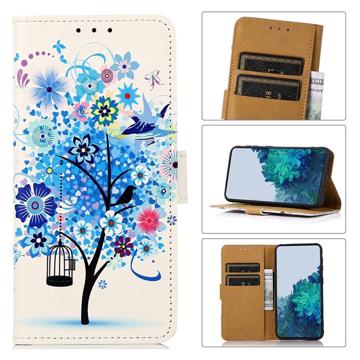 Glam Series Samsung Galaxy A04 Portemonnee Hoesje - Bloeiende boom / Blauw