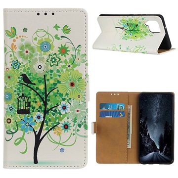 Glam Series Samsung Galaxy A42 5G Wallet Case - Bloeiende Boom / Groen