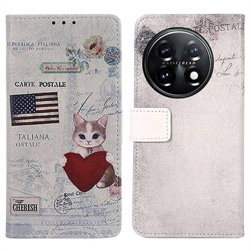 Glam Series OnePlus 11 Portemonnee Hoesje - Kat