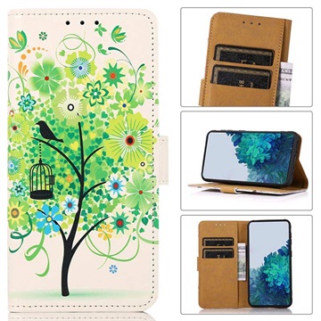 Glam Series Motorola Edge X30 Wallet Case - Bloeiende Boom / Groen