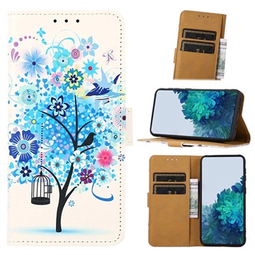 Glam Series Nokia C20 Plus Wallet Case - Bloeiende Boom / Blauw