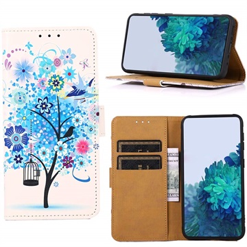 Glam Series Xiaomi 12 Pro Wallet Case - Bloeiende Boom / Blauw