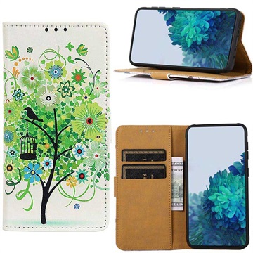 Glam Series Xiaomi 12 Pro Wallet Case - Bloeiende Boom / Groen