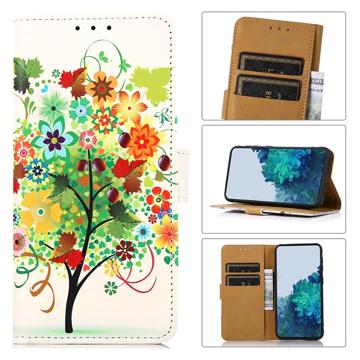 Glam Series Xiaomi 12T/12T Pro Portemonnee Hoesje - Bloeiende boom / Groen