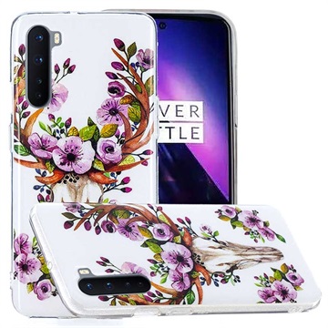 OnePlus Nord Glow in the Dark TPU Hoesje - Herten / Bloemen