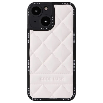 Good Luck Rhombic Grid iPhone 14 Plus Hybrid Case - Wit