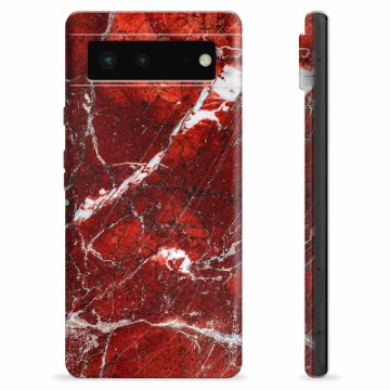 Google Pixel 6 TPU-hoesje - rood marmer