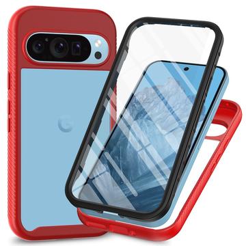 Google Pixel 9 360 Protection Series Hoesje - Rood / Doorzichtig