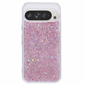 Google Pixel 9 Pro XL Glitter Flakes TPU-hoesje - Roze