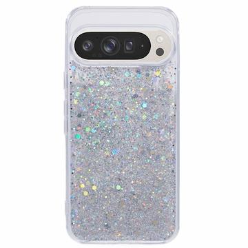 Google Pixel 9 Pro XL Glitter Flakes TPU Hoesje - Zilver