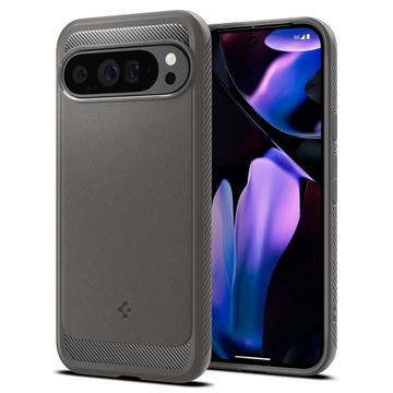 Google Pixel 9 Pro XL Spigen Rugged Armor TPU Hoesje - Marmer Grijs