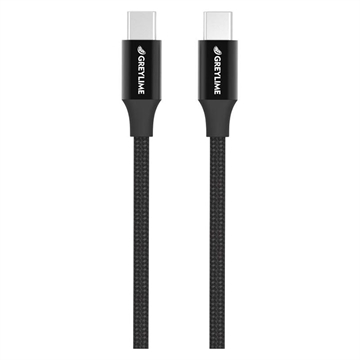 GreyLime Gevlochten USB-C / USB-C Kabel - 1m - Zwart