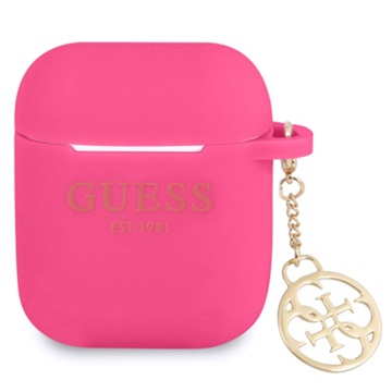 Guess 4G Charm AirPods / AirPods 2 Siliconen Cover - Fuchsia