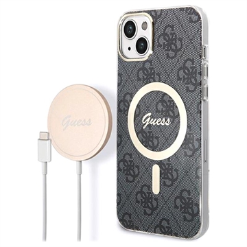 Guess 4G Edition Bundle Pack iPhone 14 Plus Hoesje & Draadloze Oplader - Zwart