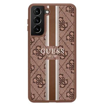 Guess 4G Printed Stripe Samsung Galaxy S23+ 5G Hybride Hoesje - Bruin