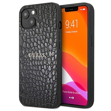 Guess Croco Strap Collection iPhone 13 Mini Hybrid Case - Zwart