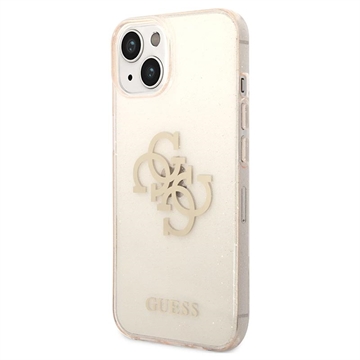 Guess Glitter 4G Big Logo iPhone 14 TPU Hoesje - Goud