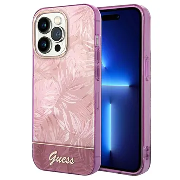 Guess hoesje voor iPhone 14 Pro Max - Backcover - Jungle Collectie - Roze