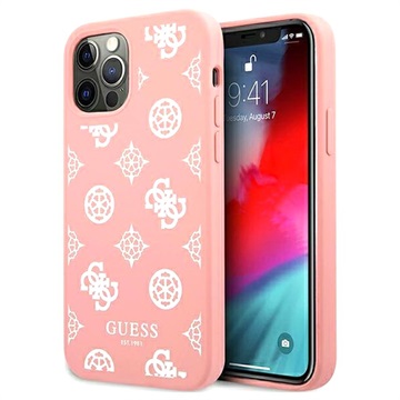 Guess Peony Collection Siliconenhoesje voor iPhone 12/12 Pro - Roze