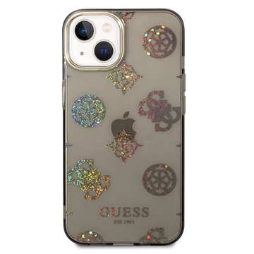 Guess Peony Glitter iPhone 14 Plus Hybride Hoesje - Zwart