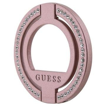 Guess Rhinestones Magnetische Ring Stand (geschikt voor Apple MagSafe) - Roze