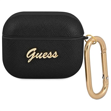 Guess Saffiano Script AirPods 3 Hoesje - Zwart